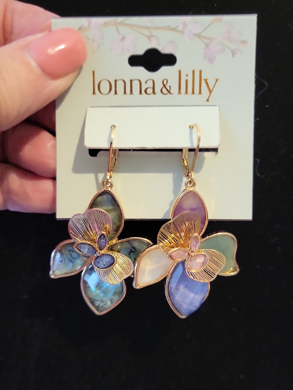 lonna & lilly Floral Leverback Statement Earrings